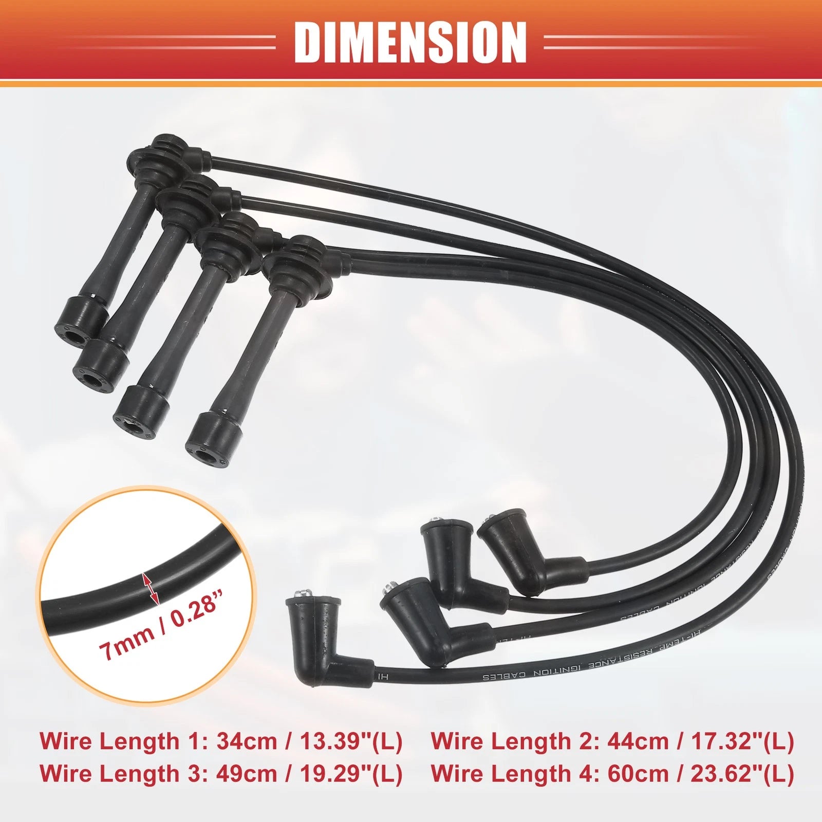 Set of 4 Spark Plug Wire Ignition Coil Cables No.B61P18140C for Mazda Miata (1990–1997)