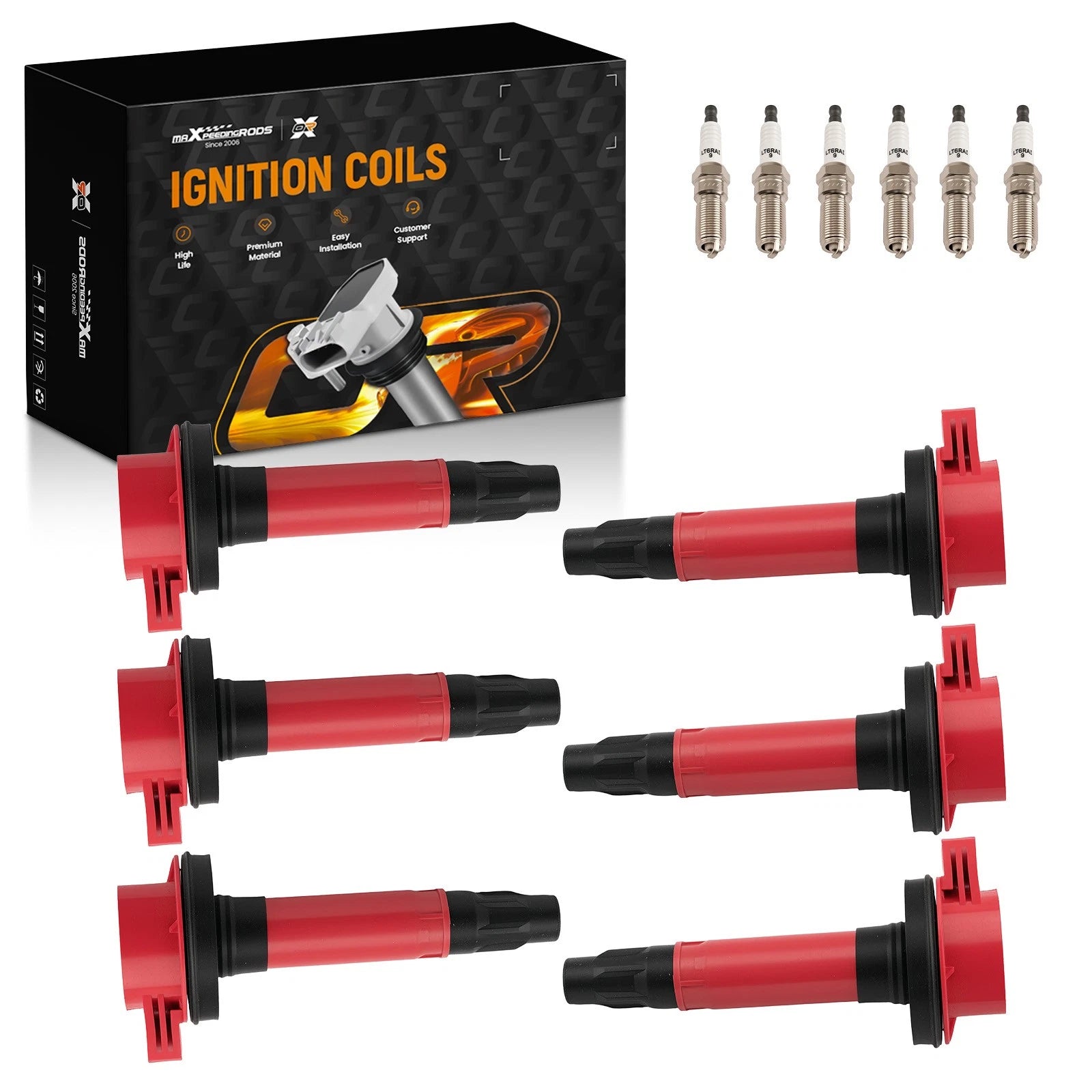 Set of 6 Ignition Coils + 6 Spark Plugs for Mazda CX-9 (2007–2015)