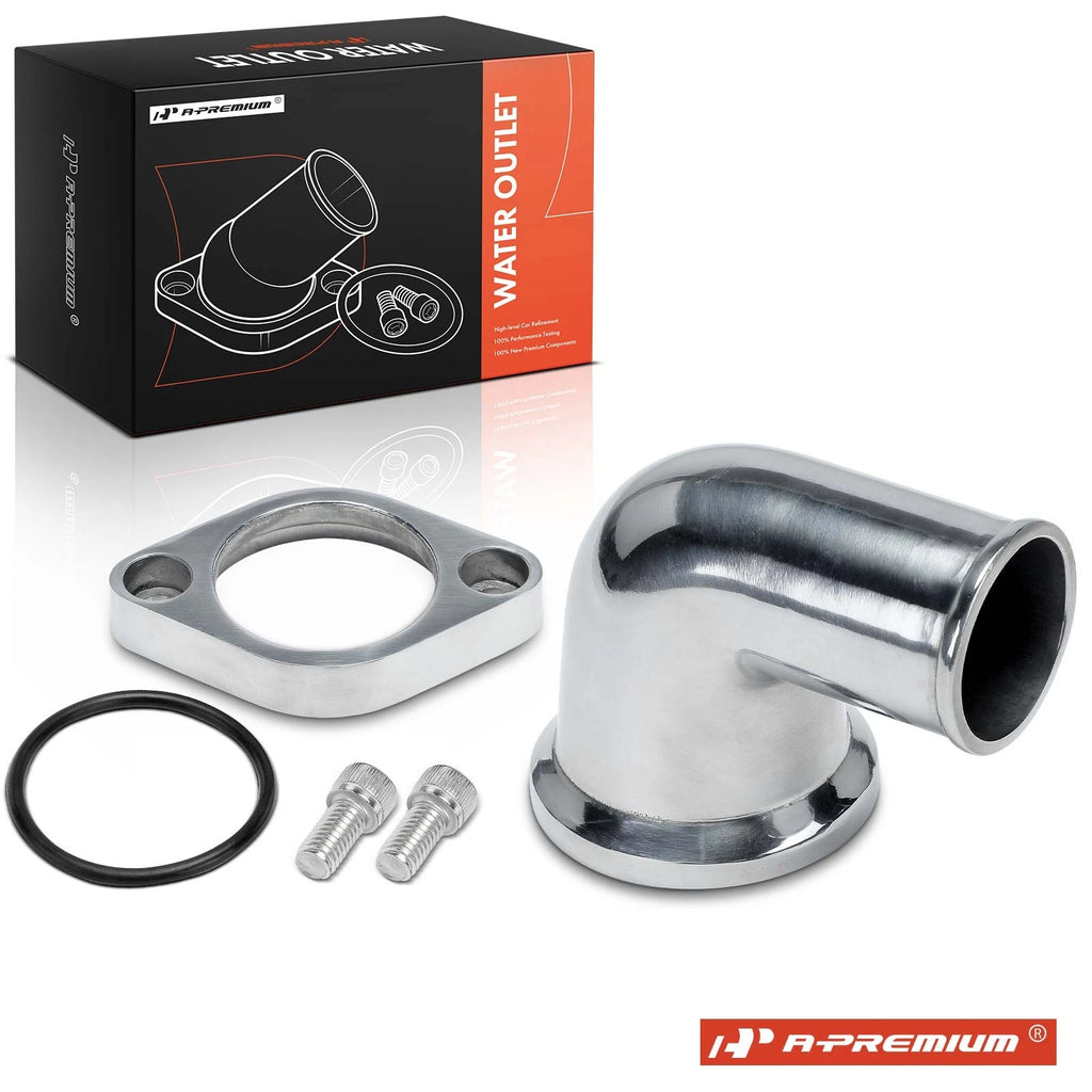 90° Swivel Polished Aluminium Water Neck with O-Ring for Chevy V8 