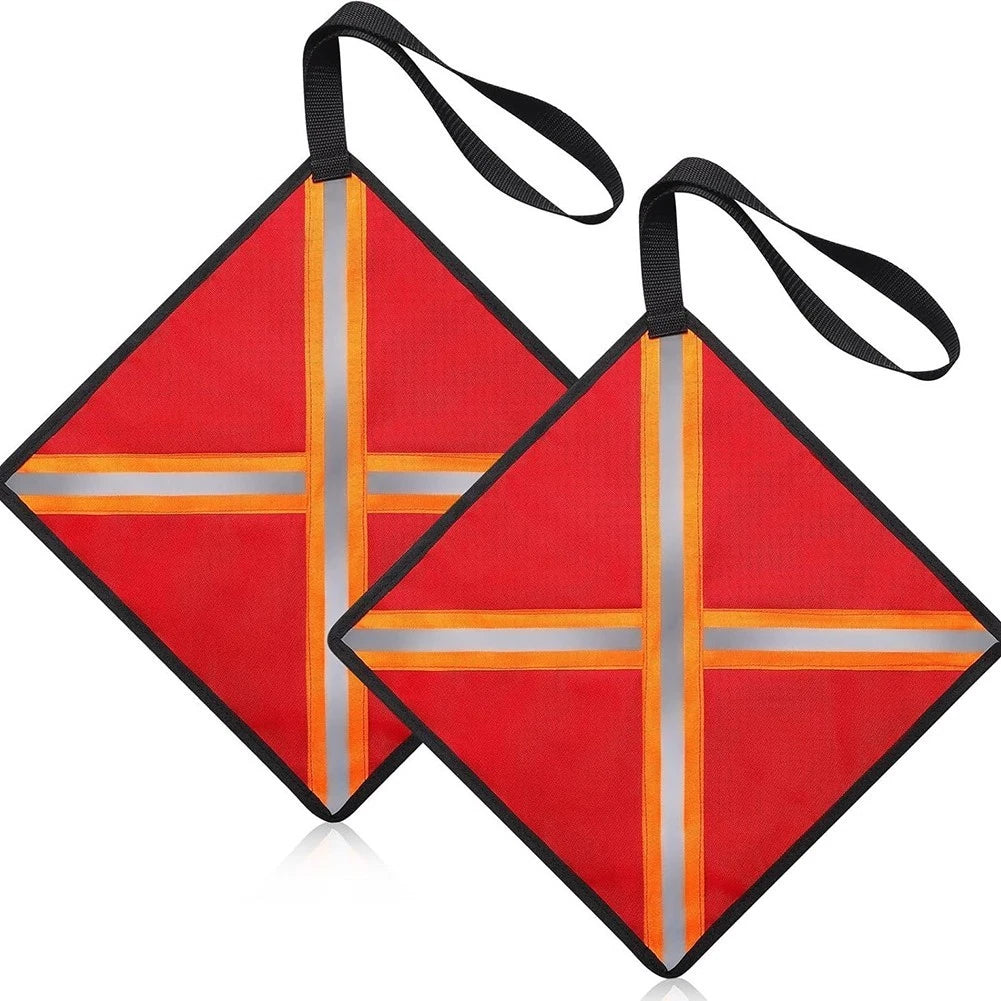 2X Safety Flags with Reflective Tape for Boat Truck (32x32 cm)
