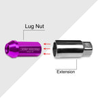 20Pc M12X1.25 Purple JDM Closed End Cone Hex Wheel Lug Nuts + Extension 25mmx50mm