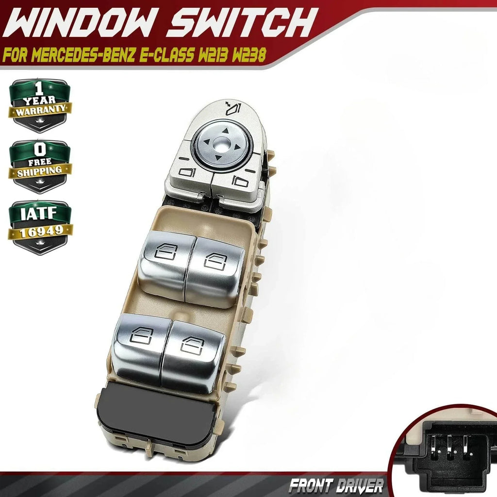 Front Driver Beige Power Window Switch for Mercedes-Benz E-Class (2016–2023)