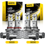 Set of 4 AUXITO 9005 + 9006 LED Headlight Kit Bulbs for High Low Beam