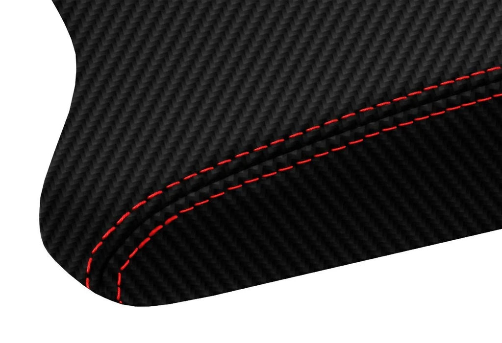 Console Lid Armrest Cover for BMW X5 E53 (2000–2006) Carbon Fiber Red Stitch