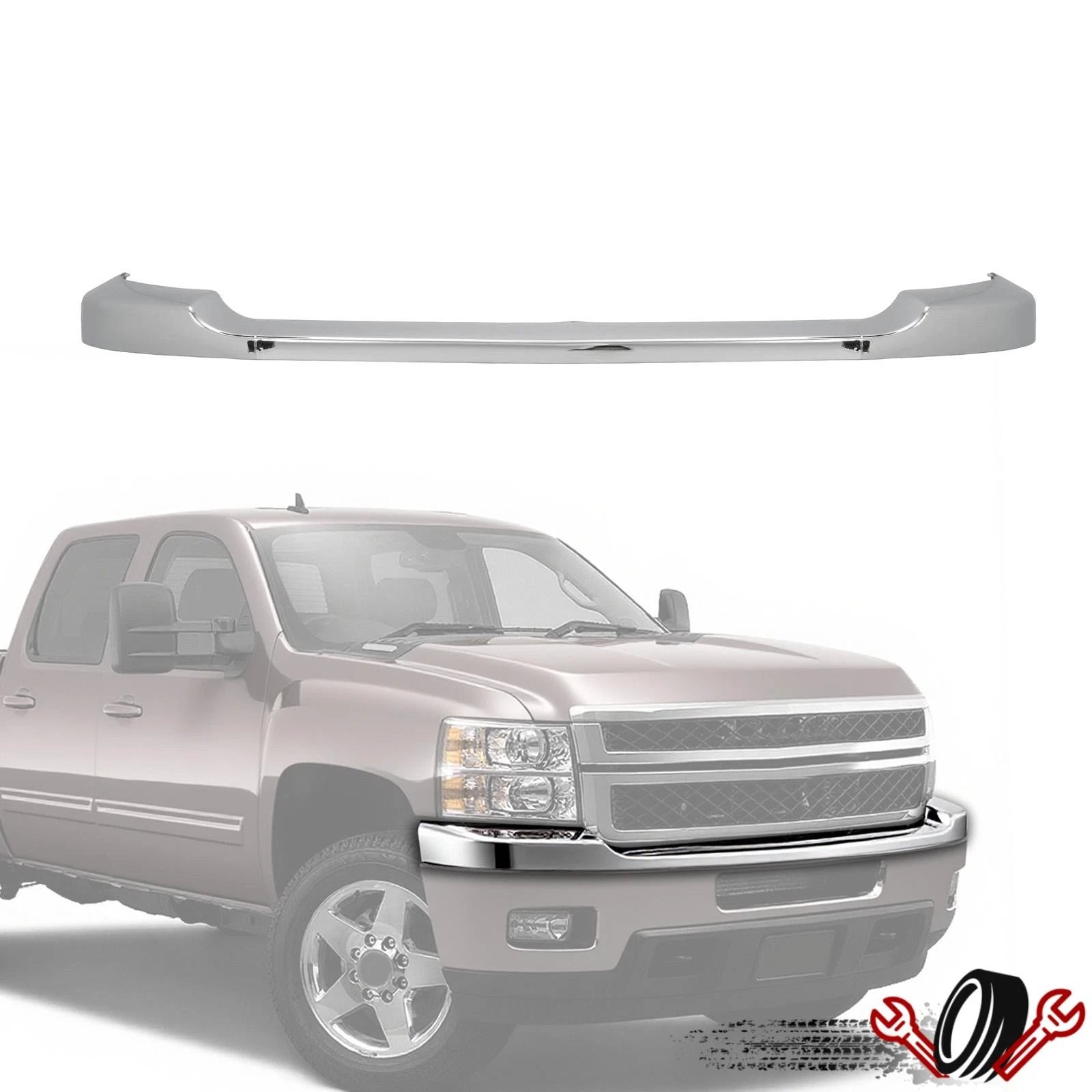 Chrome Front Upper Bumper Trim Cover for Chevy Silverado 2500HD 3500HD (2011–2014)