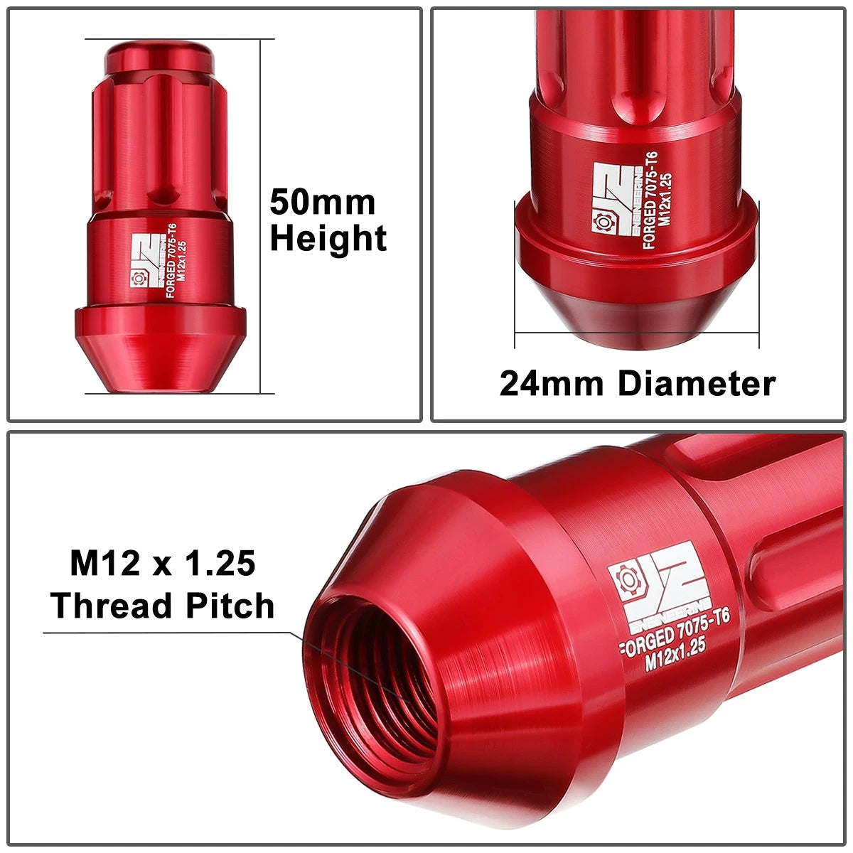 Set of 20 Closed End Lug Nuts M12 X1.25 24mm OD for J2