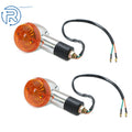 2X Amber Chrome Bullet Turn Signal Lights for Motorcycle 