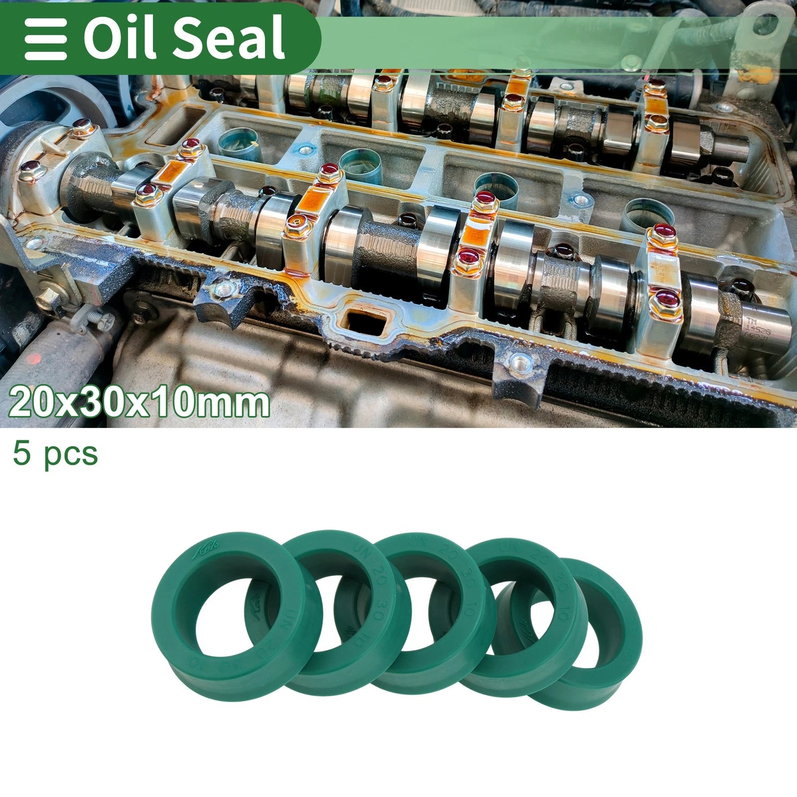Set of 5 Oil Seal Rotary Shaft Seal 20x30x10mm High Pressure Green