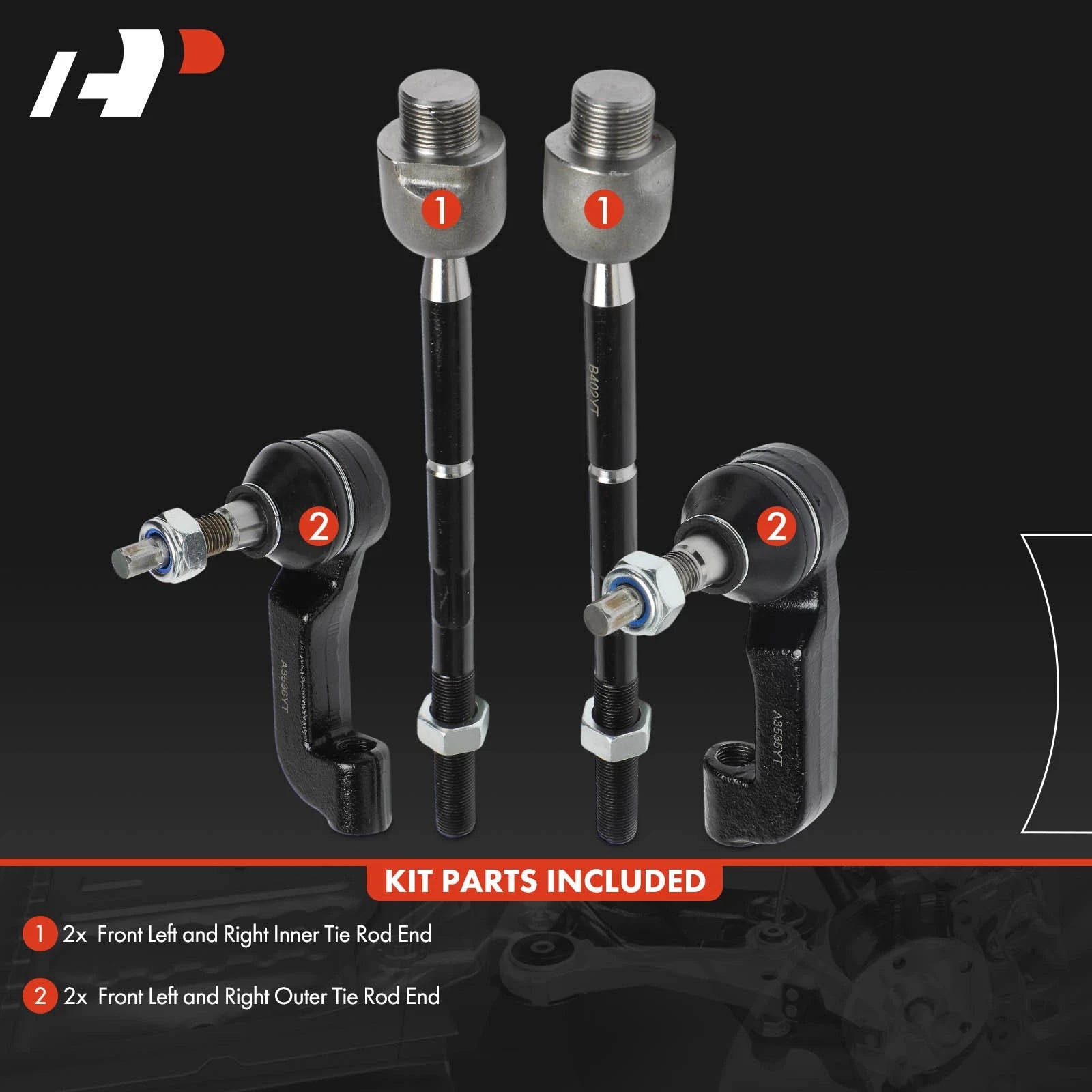 Set of 4 Steering Tie Rod Ends for Jeep Liberty (2002–2007)