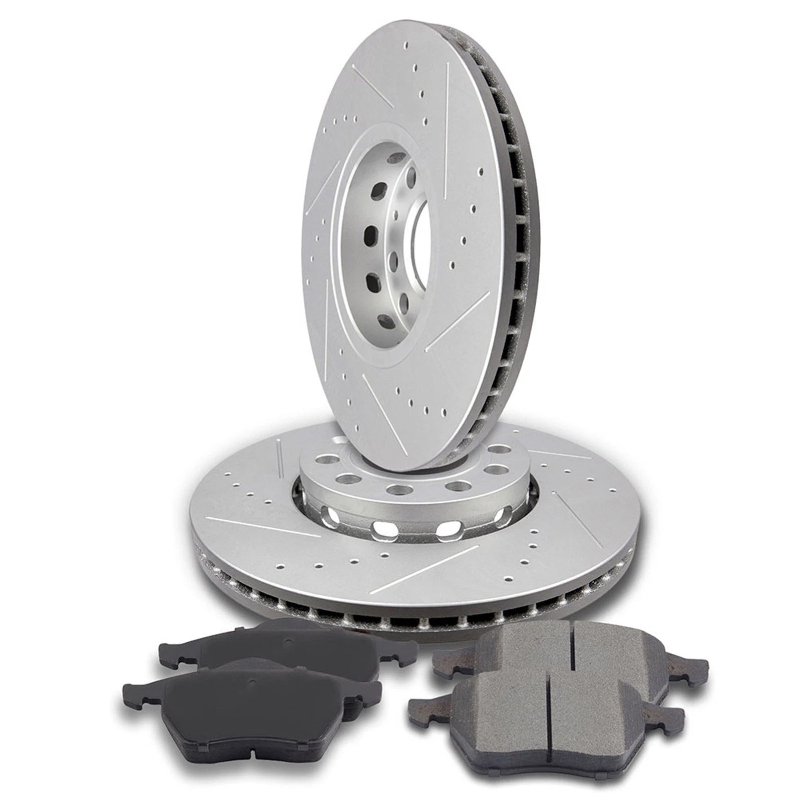 Set of 2 Front Brake Rotors & Ceramic Pads for Audi A4 (1999–2004) VW Passat (2000–2005) Drilled Slotted