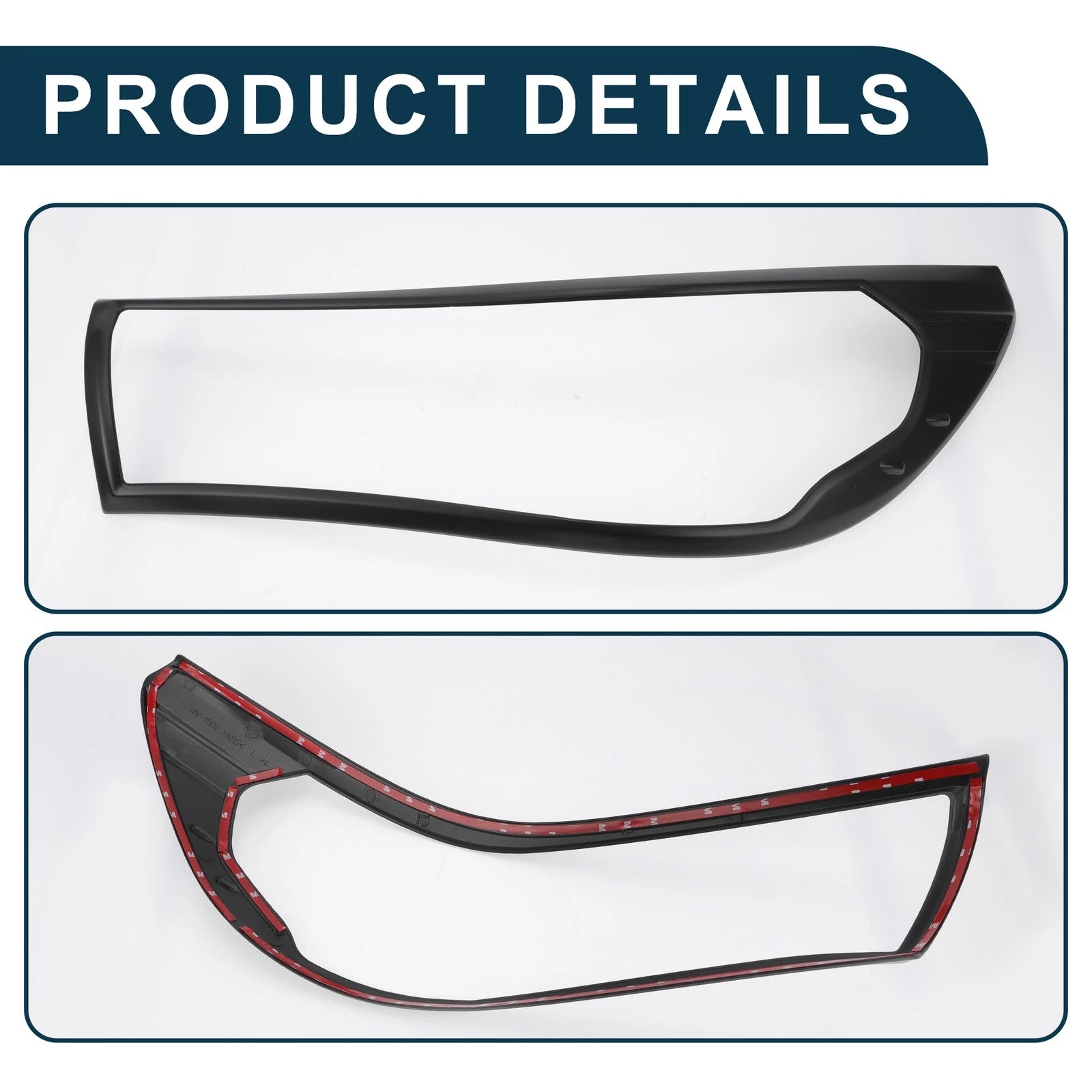 1 Pair Headlight Trim Bezel for Toyota Hilux Revo (2015–2017) Black