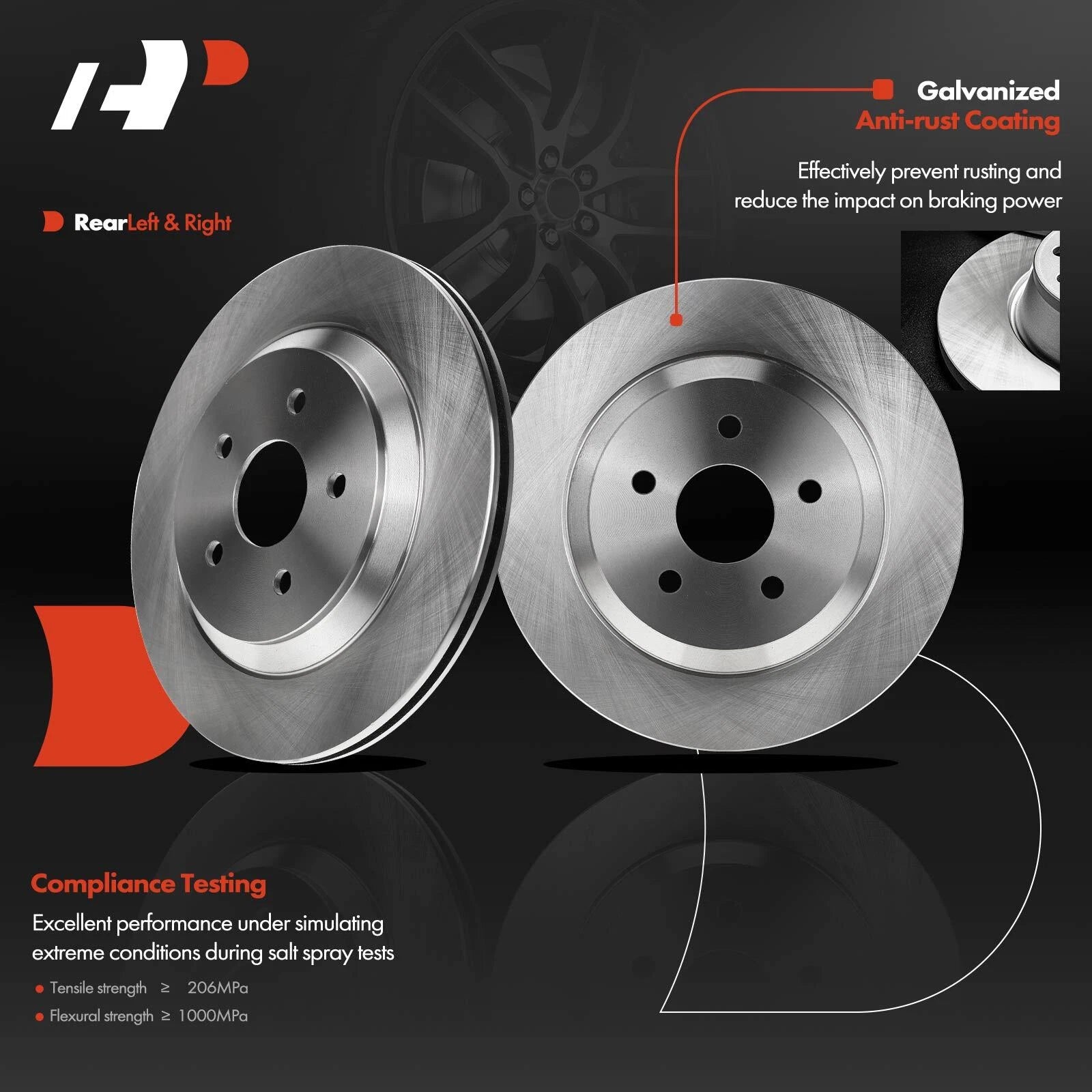 Rear Disc Brake Rotors & Ceramic Pads for Ford Freestar (2004-2007)