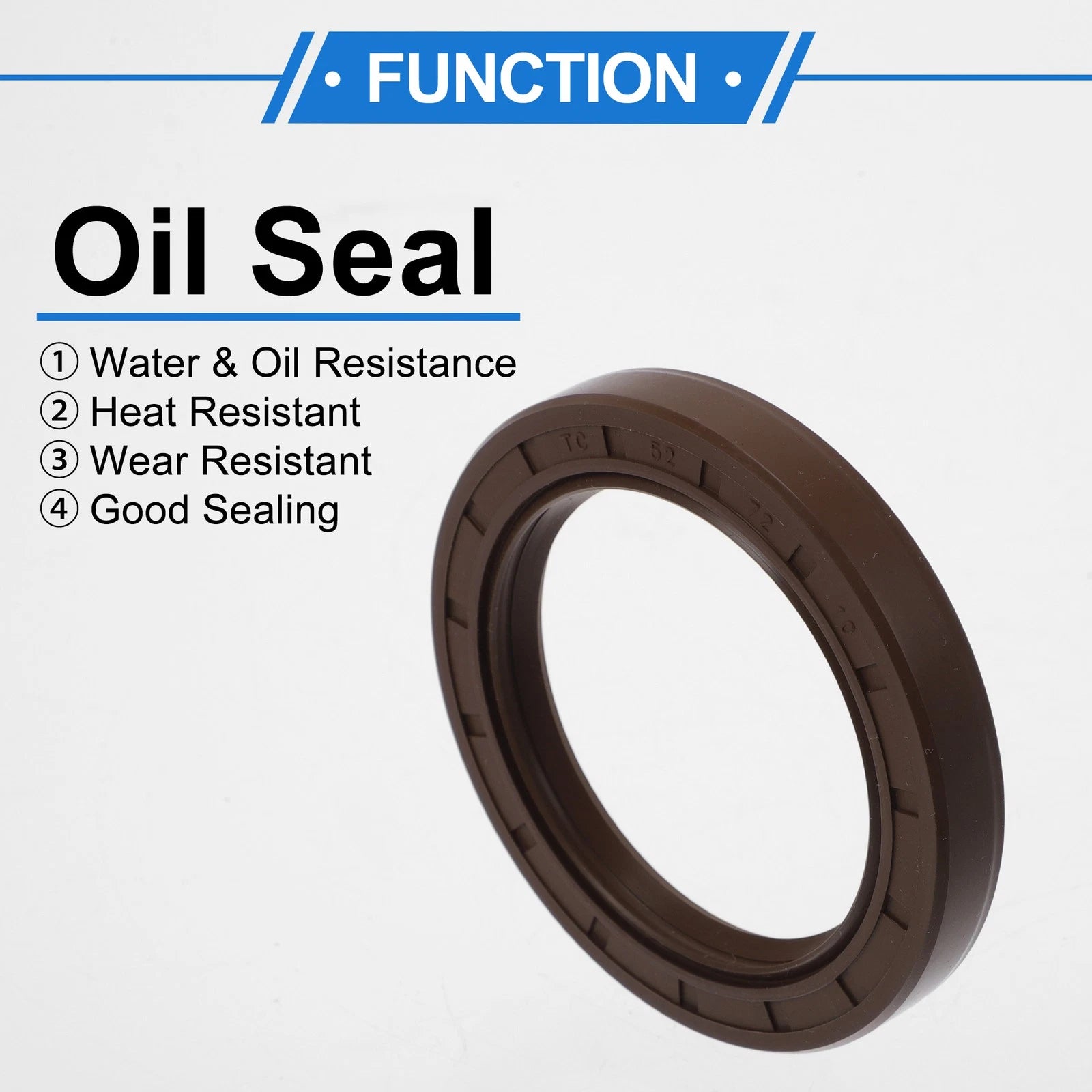 2X Oil Seal Rotary Shaft Seal FKM Rubber 52x72x10mm  