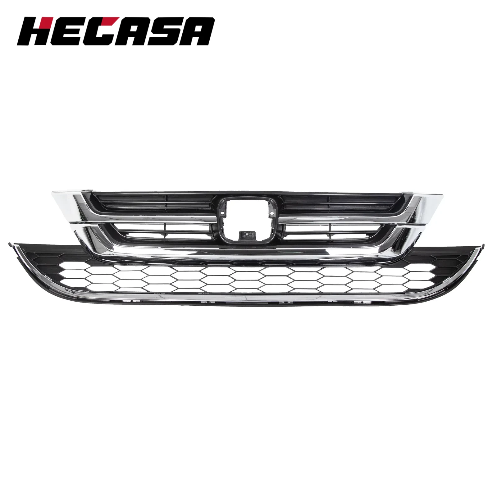 Chrome Front Upper & Lower Honeycomb Grille for Honda CR-V (2010-2011)