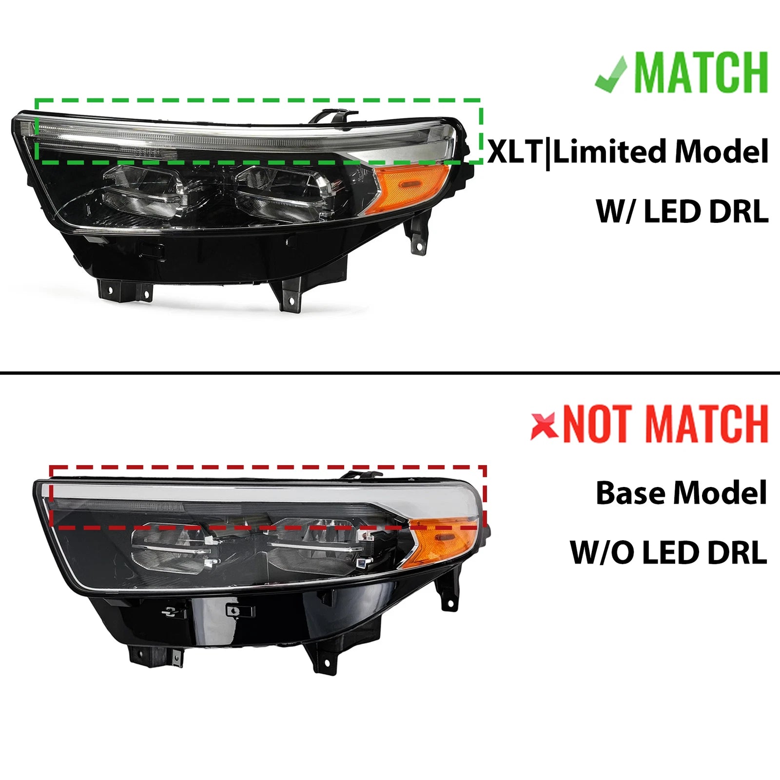 Full LED Headlight w/LED DRL for Ford Explorer (2020–2024) Driver Left Chrome