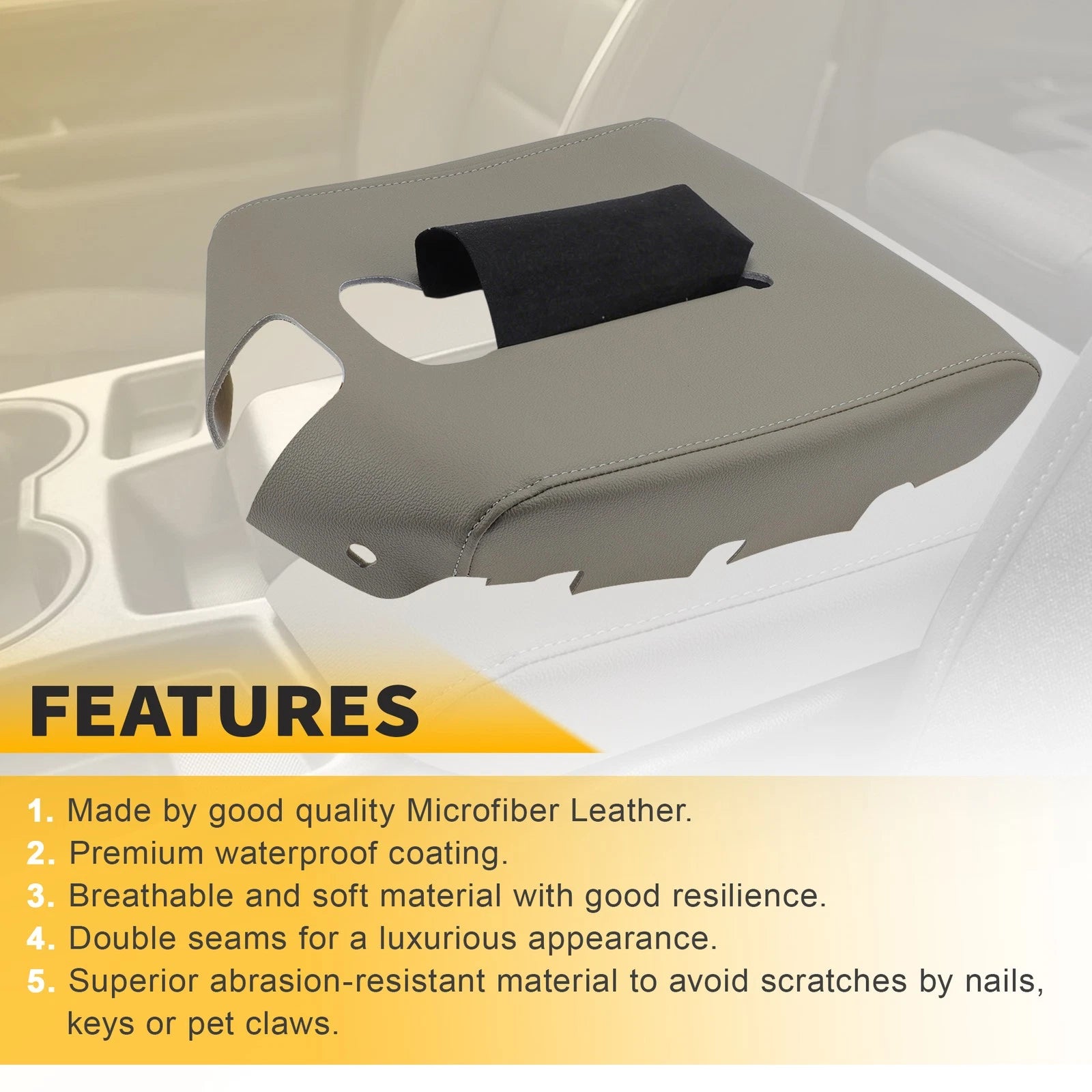 Center Console Armrest Cover for Chevy Silverado/Sierra (2014–2018) Dune Tan