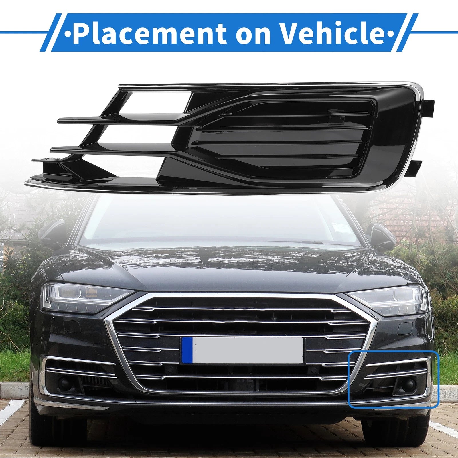 1pc Front Left Fog Light Grill for Audi A6 C7 (2014–2018) No. 4G0807681AD
