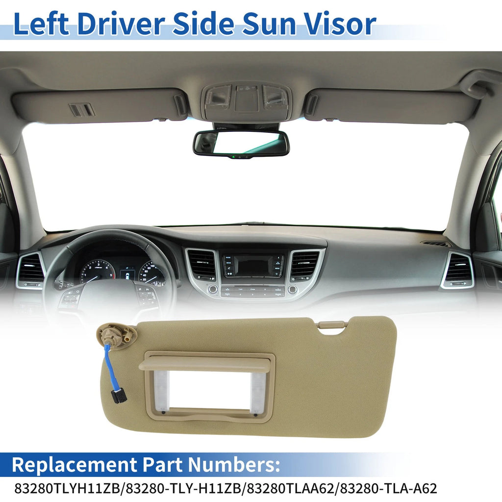 Left Side Sun Visor for Honda CR-V (2017–2022) No. 83280-TLA-A62 Beige