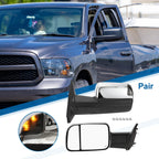 Tow Mirrors for Dodge Ram 1500 (1 Pair, LED Turn Signal Light, Silver Tone)