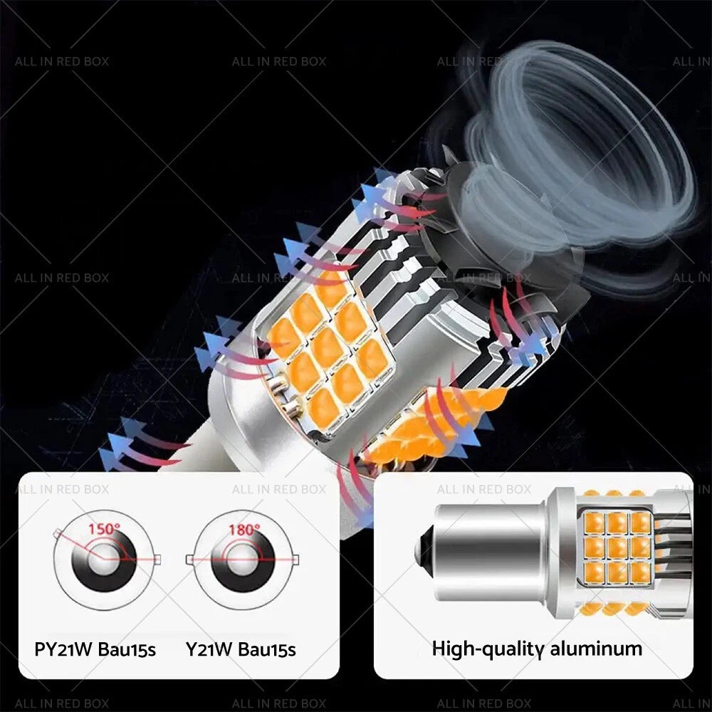 2X BA15S 1156 P21W LED Turn Signal Bulb for Universal (No Hyper Flash)