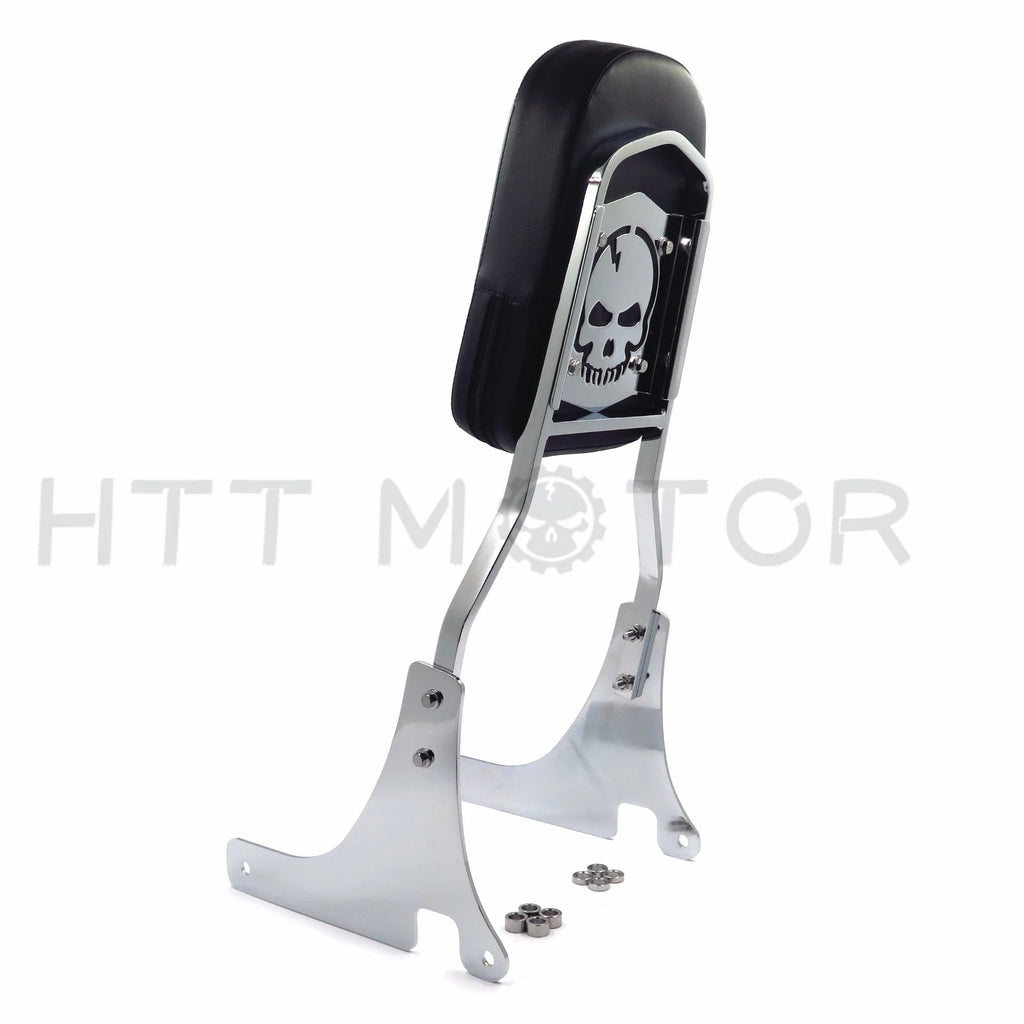 Chrome Skull Backrest Sissy Bar Leather Pad for Kawasaki VN800 (1996–2005)
