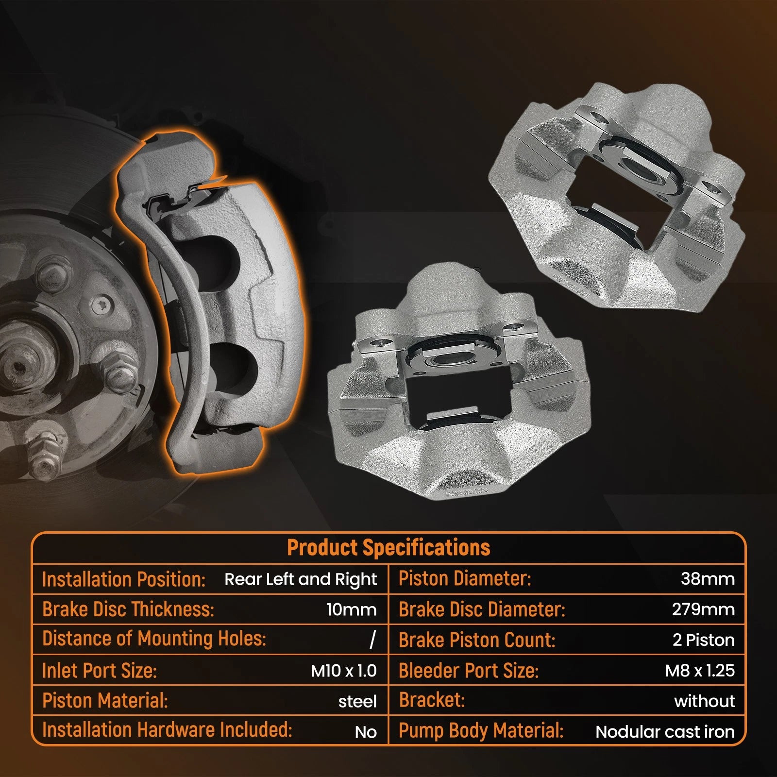 Rear Brake Calipers Pair for Mercedes-Benz 250/280/280CE (1968–1981) A1234201483