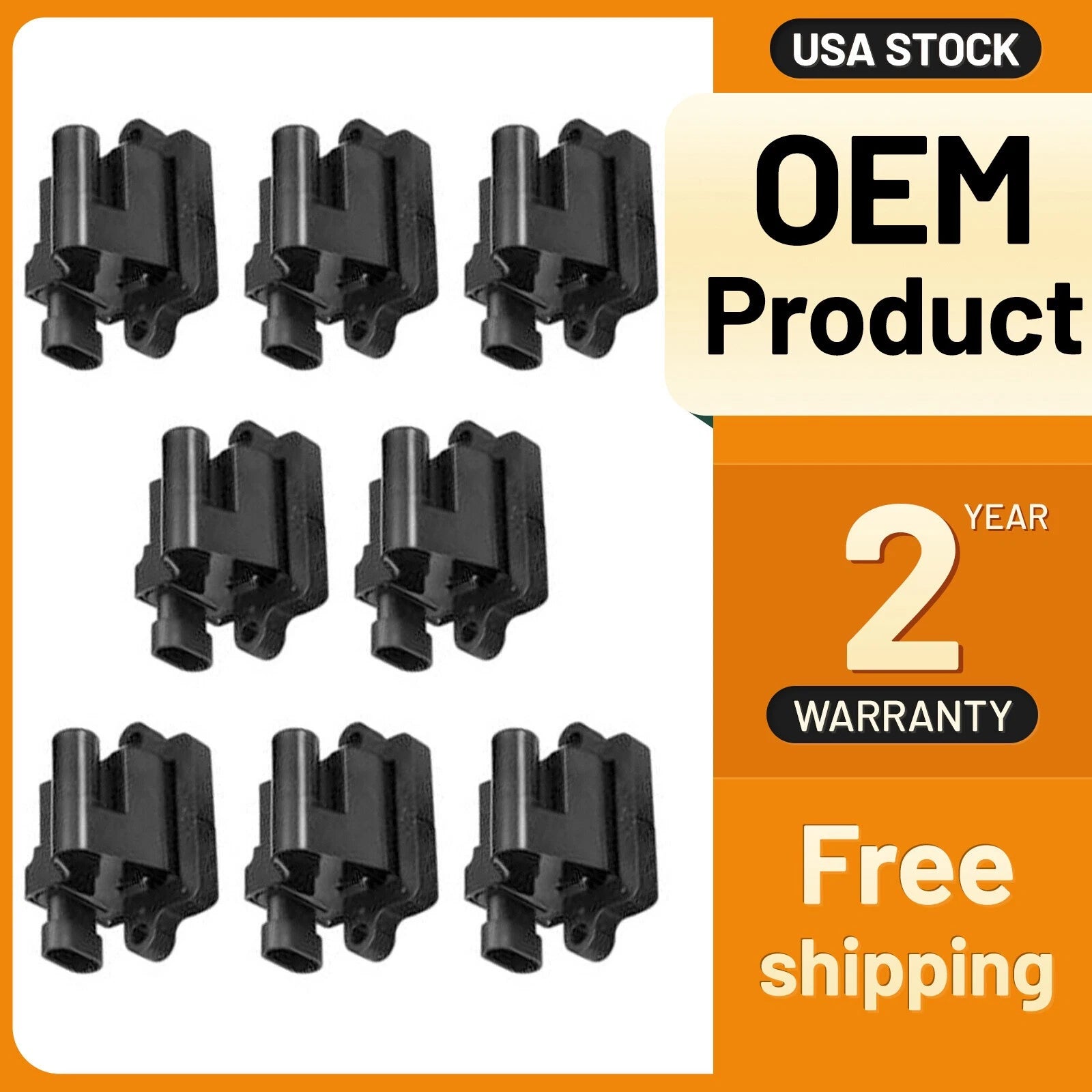 Square Ignition Coils Set of 8 for GMC Sierra 3500 6.0L 6.6L 8.1L (2001–2006)