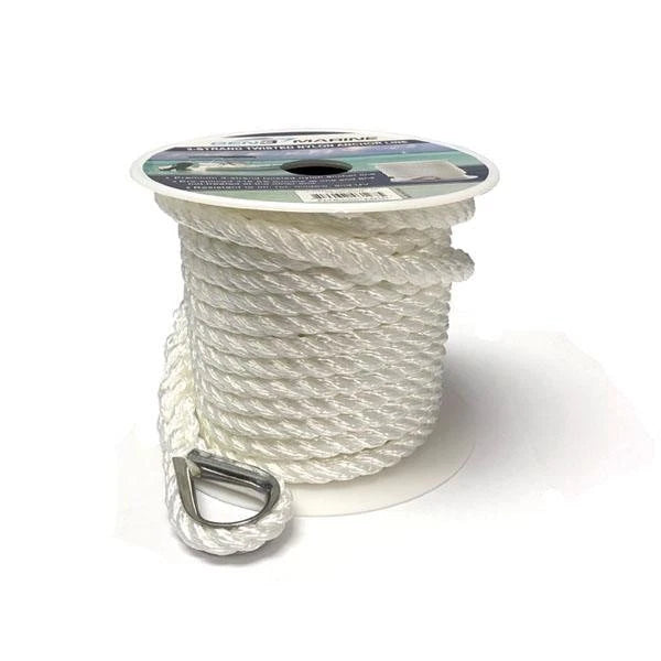 3/8" x 200' White 3-Strand Twisted Nylon Anchor Line for Marine (Gen3)