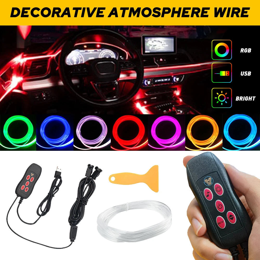 RGB LED Fiber Optic Interior Light Kit for Universal Cars