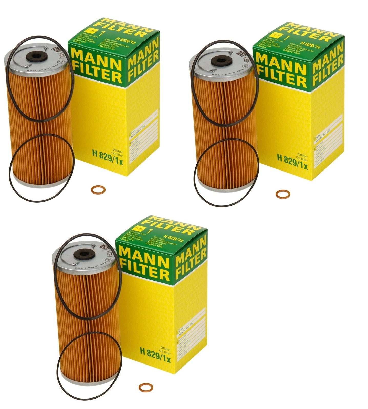 Set of 3 Oil Filter Kits Mann for Mercedes Benz 400E 400SE 500E 500SL E420