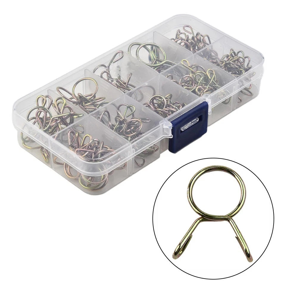 126 Pcs Fuel Line Hose Tubing Spring Clips Clamps Assortment Kit for Motorcycle