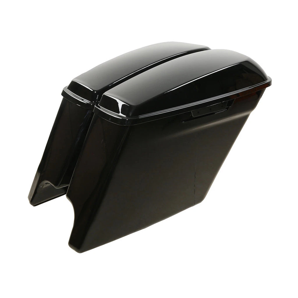 5" Glossy Black Stretched Extended Saddlebags for Harley Touring (2014–2024)
