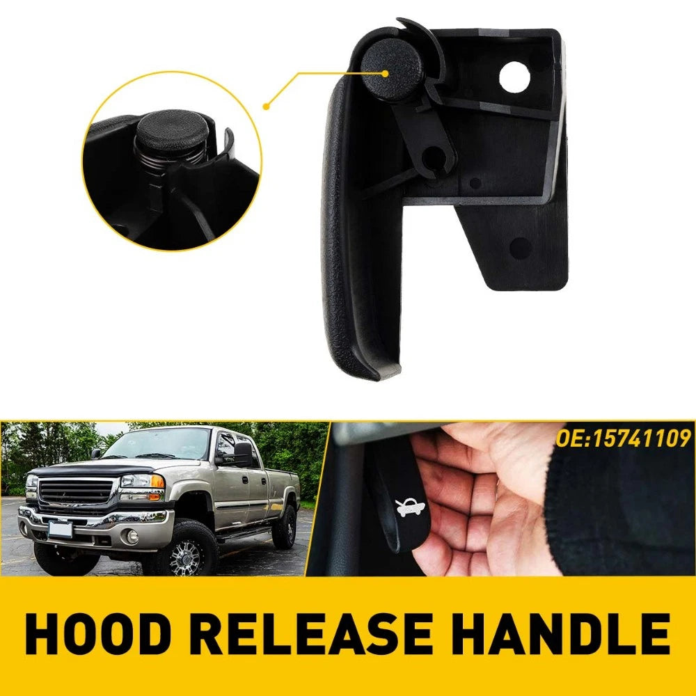 Hood Release Handle for Chevy GMC Truck SUV (1999–2006) Black