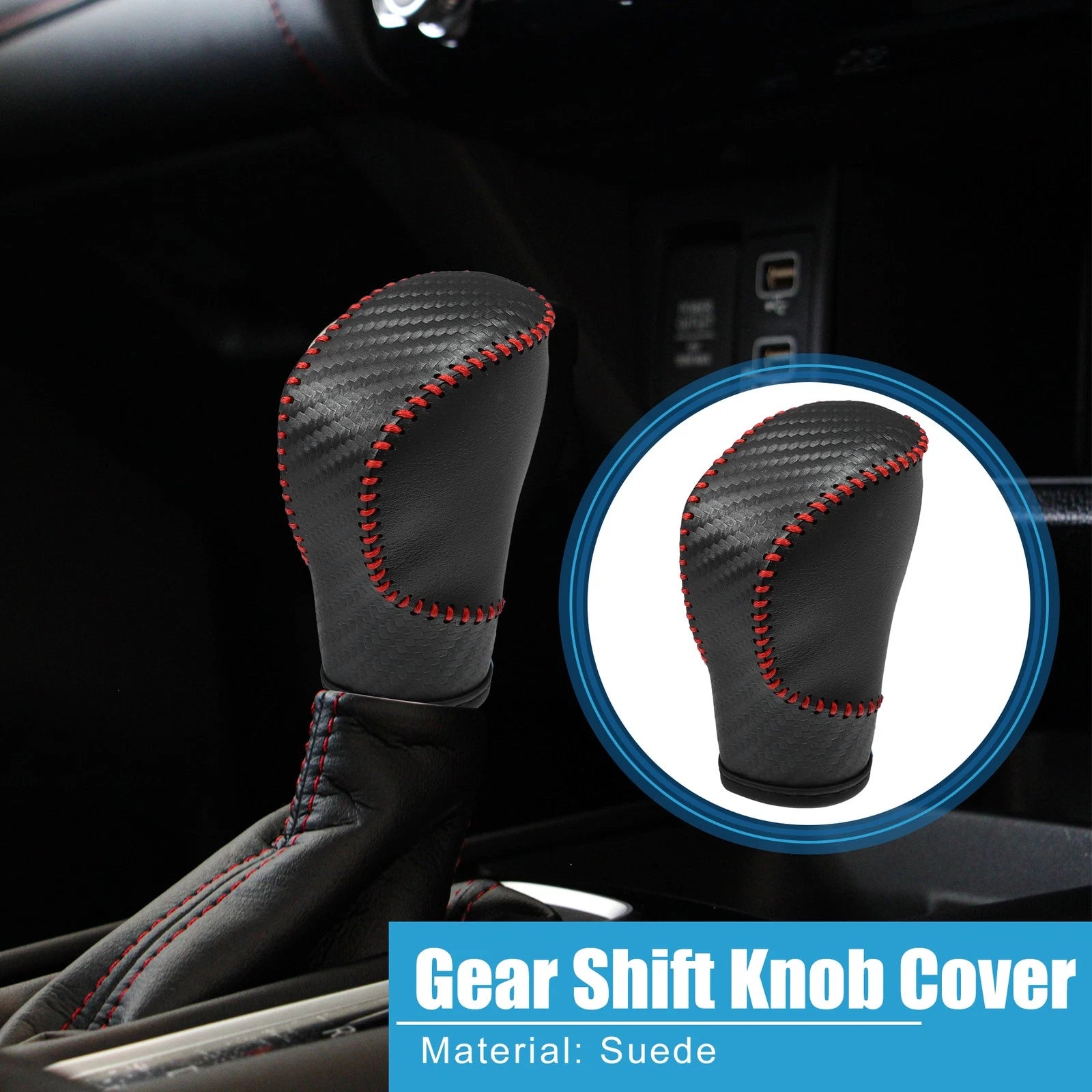 Gear Shift Lever Cover Knob Trim for Honda Civic (2020–2022) Red Stitches