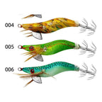 1.5 Oz Glow in Dark Wooden Shrimp Squid Jig with Rattle Beads for Fishing