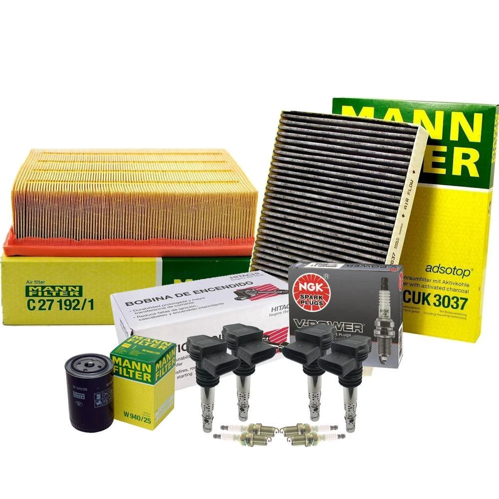 Tune-Up Kit with Mann Filters, NGK Spark Plugs, Hitachi Coils for Audi A4 (1996–2001)