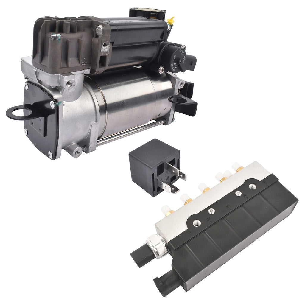 Air Suspension Compressor Pump + Valve Block for Mercedes W220 (1999–2006)