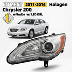 Halogen Headlight for Chrysler 200 (2011–2014) w/ LED DRL, Driver Left Side