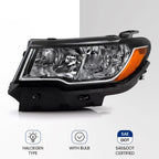 Halogen Headlight Set for Jeep Compass (2017–2021) w/ Bulbs Left+Right