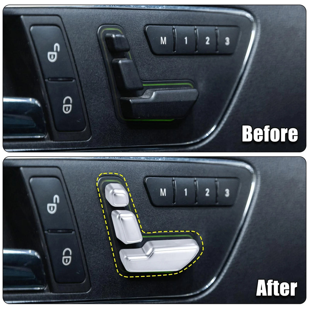 Set of 6 Silver Tone Door Seat Adjust Button Switch Covers for Mercedes Benz B180 (2012–2019)