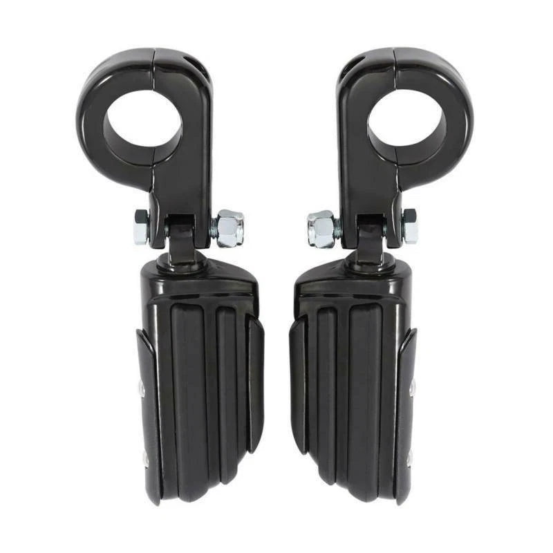 1 1/4" Black Highway Engine Guard Footpeg Mount Clamps for Harley