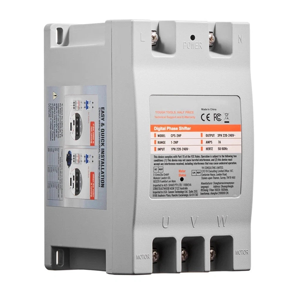 Digital 2HP Phase Converter for 220V 240V Motors (Single In Three Out)