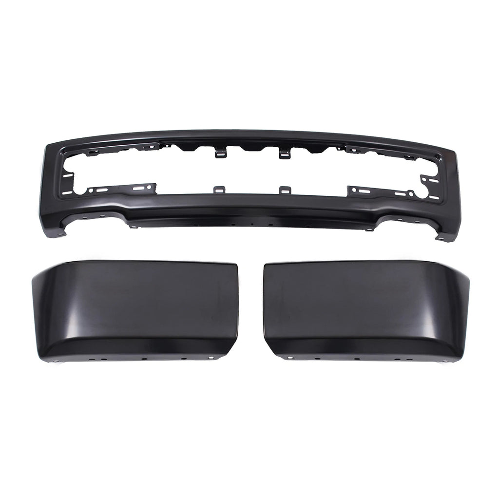 Front Bumper Face Bar for Ford F-150 (2015–2017) W/o Fog Light Holes Black Steel