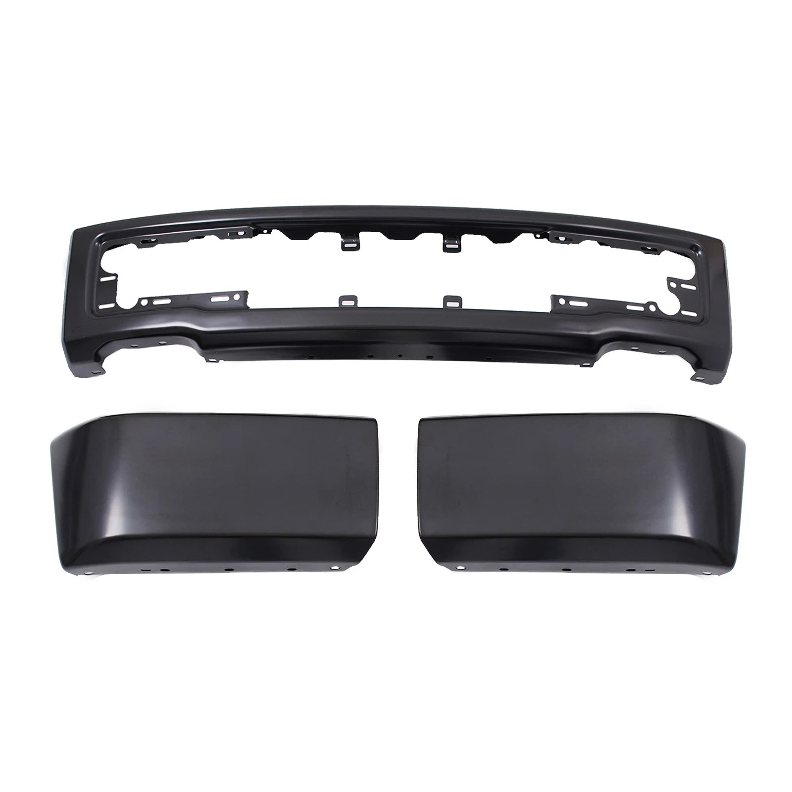 Front Bumper Face Bar for Ford F-150 (2015–2017) W/o Fog Light Holes Black Steel