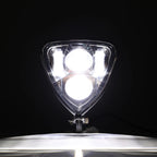 Chrome Motorcycle Triangle Headlight Lamp for Harley Honda Suzuki (Fitment)