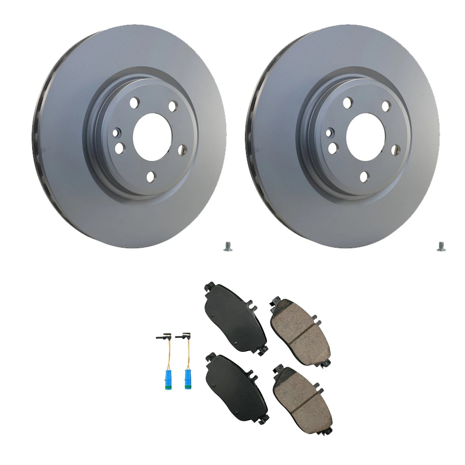 Hella Front Rotor & Akebono EURO Ceramic Brake Pad Kit for Mercedes X156 GLA250 C117 CLA250 (2015–2020)