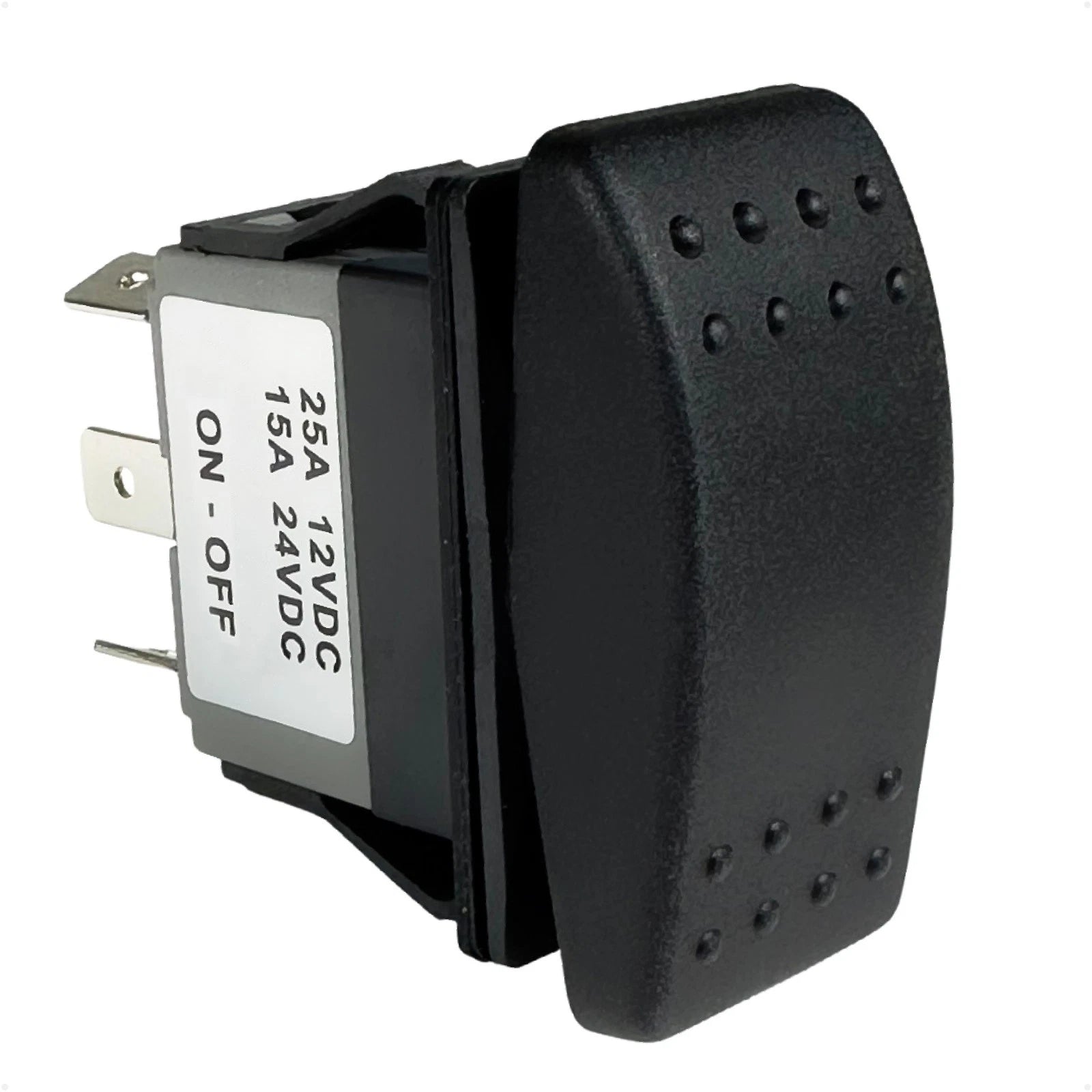 2-Pin On-Off Rocker Switch 25A/12V DC, 15A/24V DC, SPST, IP66 Waterproof