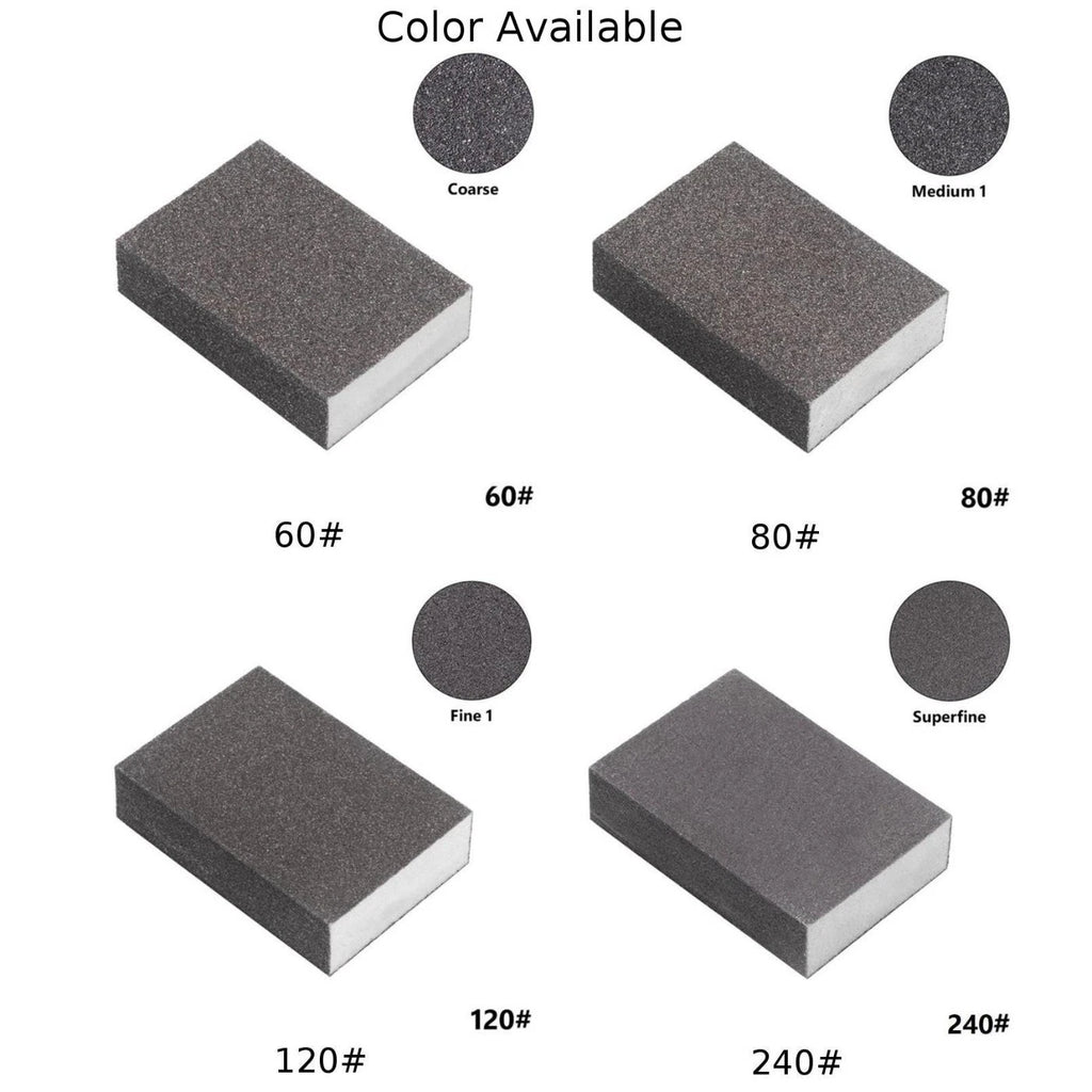 Set of 4 Wet Dry Sandpaper Sponge Sand Blocks 60 80 120 240 Grit