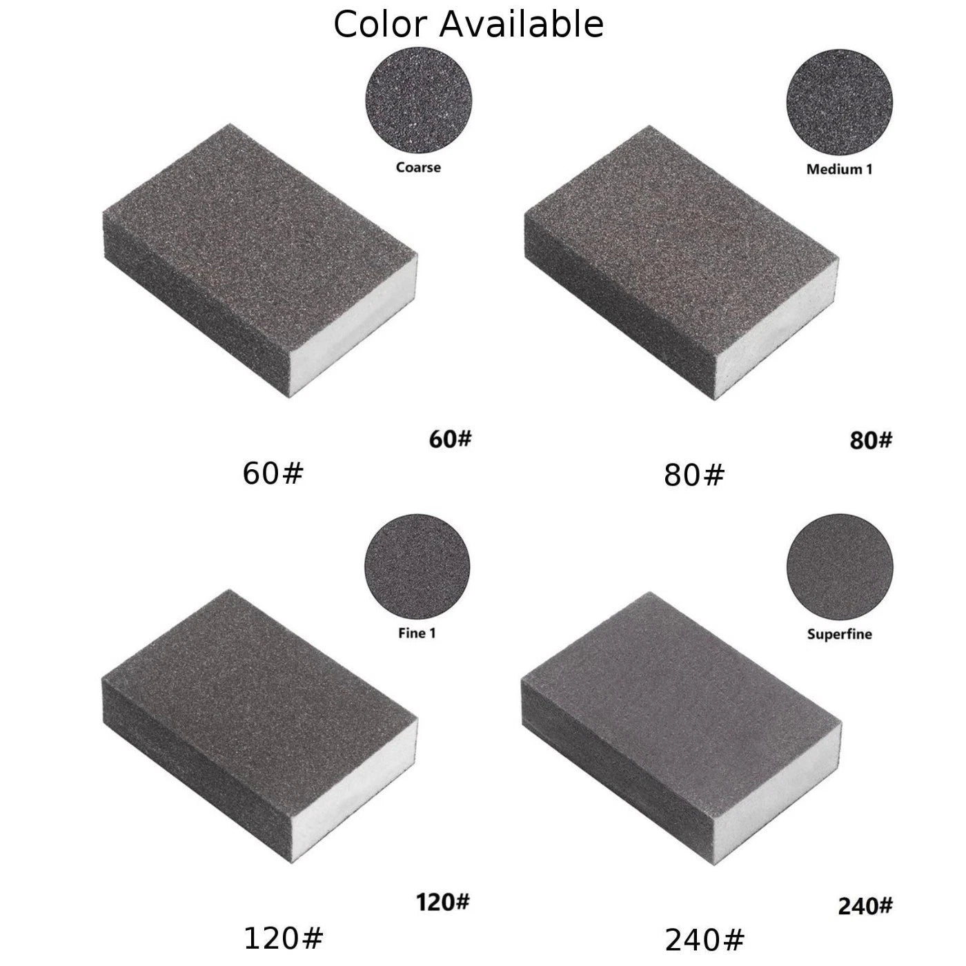 Set of 4 Wet Dry Sandpaper Sponge Sand Blocks 60 80 120 240 Grit