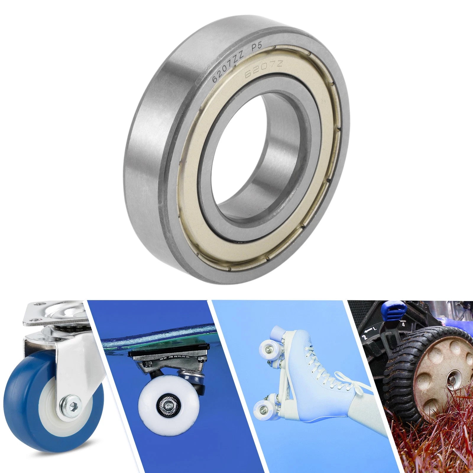 6207ZZ Deep Groove Ball Bearings for Scooter Skateboard Wheel (35x72x17mm)